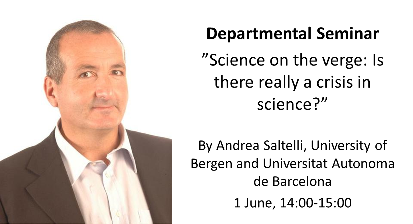 Department Seminar by Andrea Saltelli